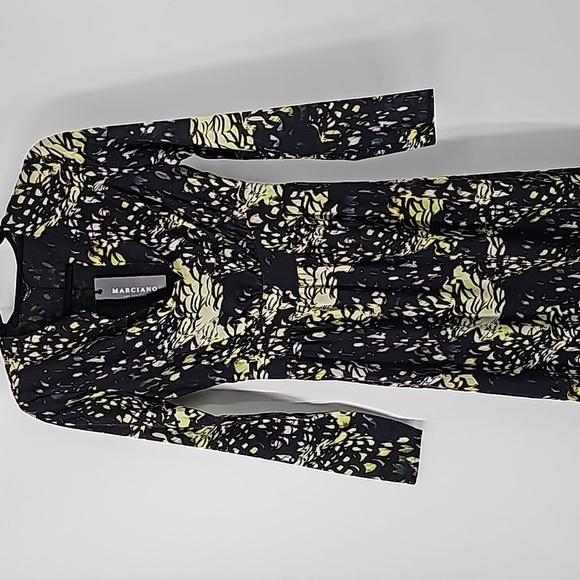 Marciano Black w Green Dark Forest Floral Deep Whimsigoth Vneck Maxi Dress - Picture 8 of 16